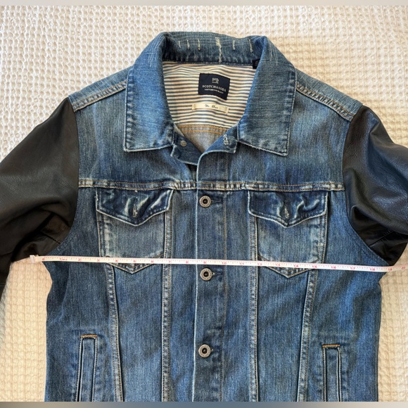Scotch & Soda Leather Sleeve Jacket in Denim - Picture 8 of 14